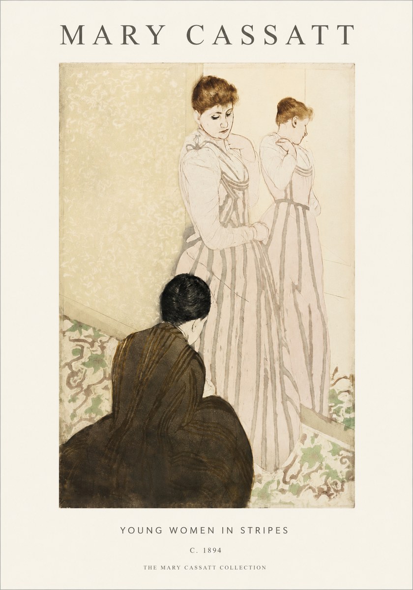 Mary Cassatt Young Women in Stripes No1 - Poster