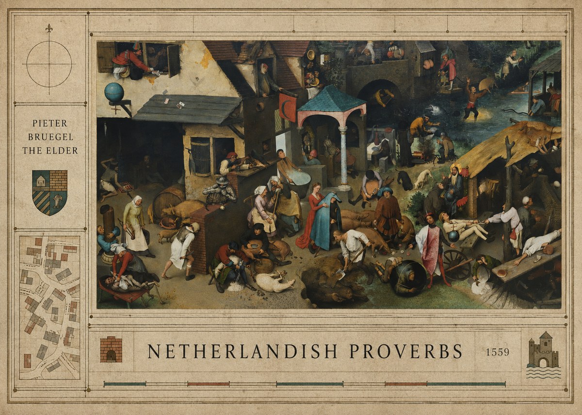 Pieter Bruegel Netherlandish Proverbs III No4 - Poster