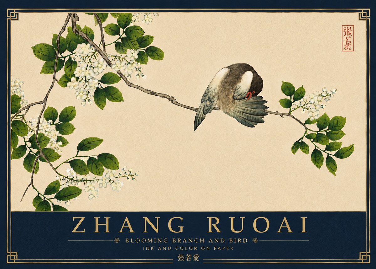 Zhang Ruoai Bird and Blossom No6 - Poster