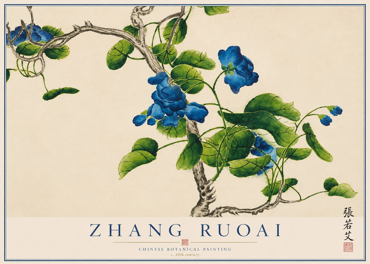 Zhang Ruoai Blue Morning Glories No1 - Poster