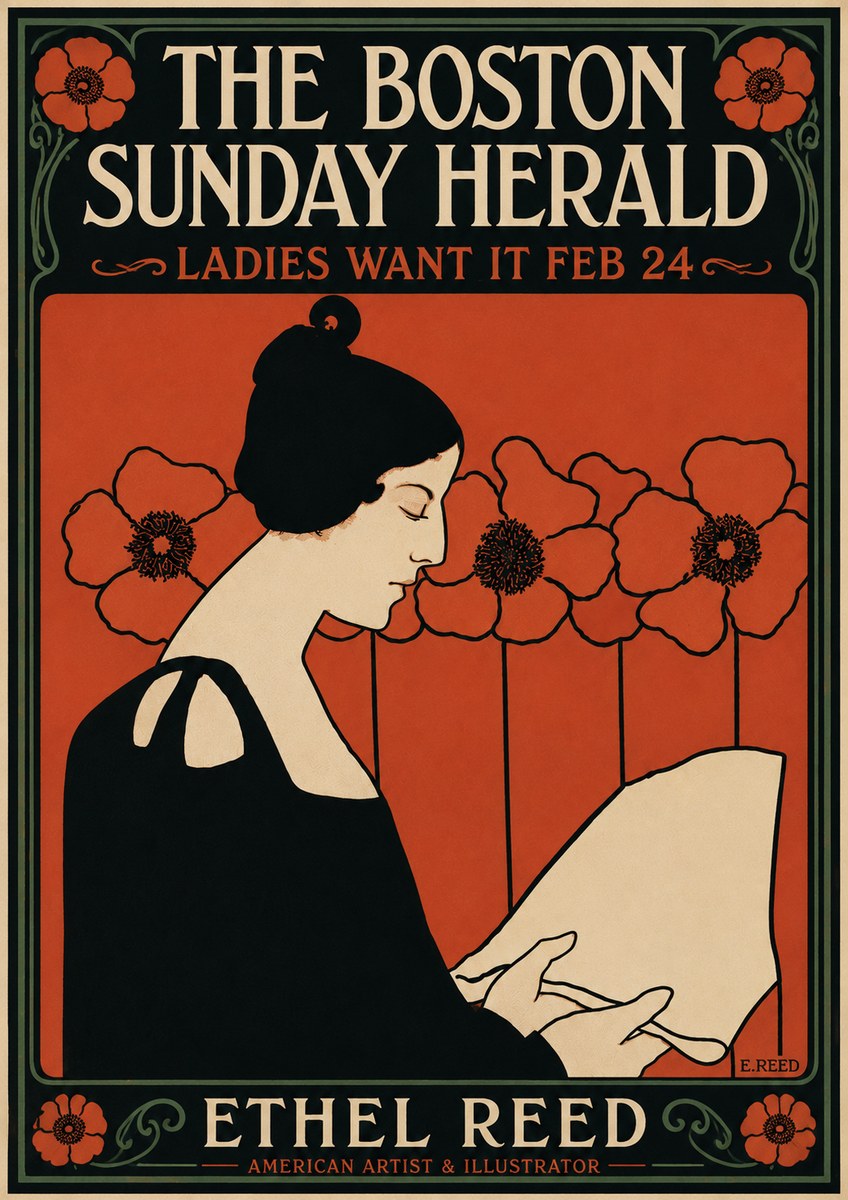 Ethel Reed The Boston Sunday Herald - Ladies Want It Feb 24 No6 - Poster