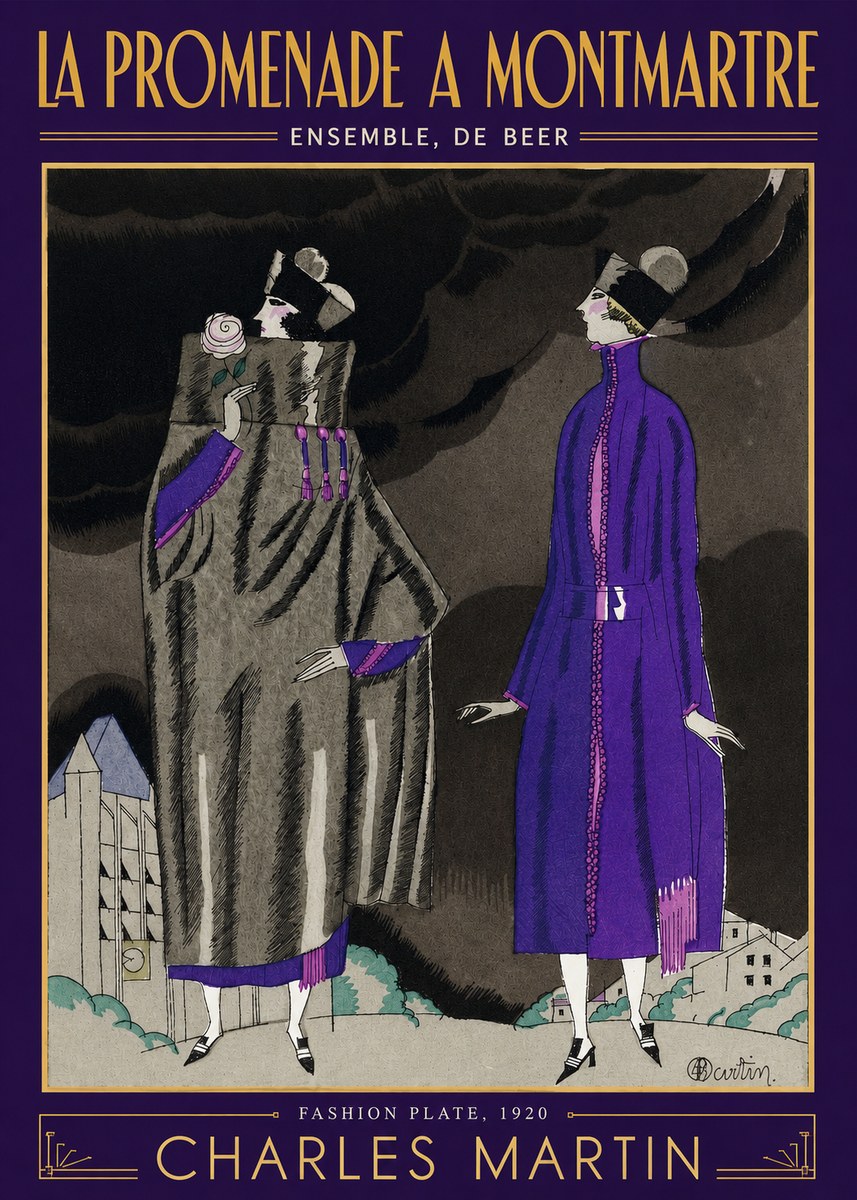 Charles Martin La Promenade a Montmartre No3 - Poster
