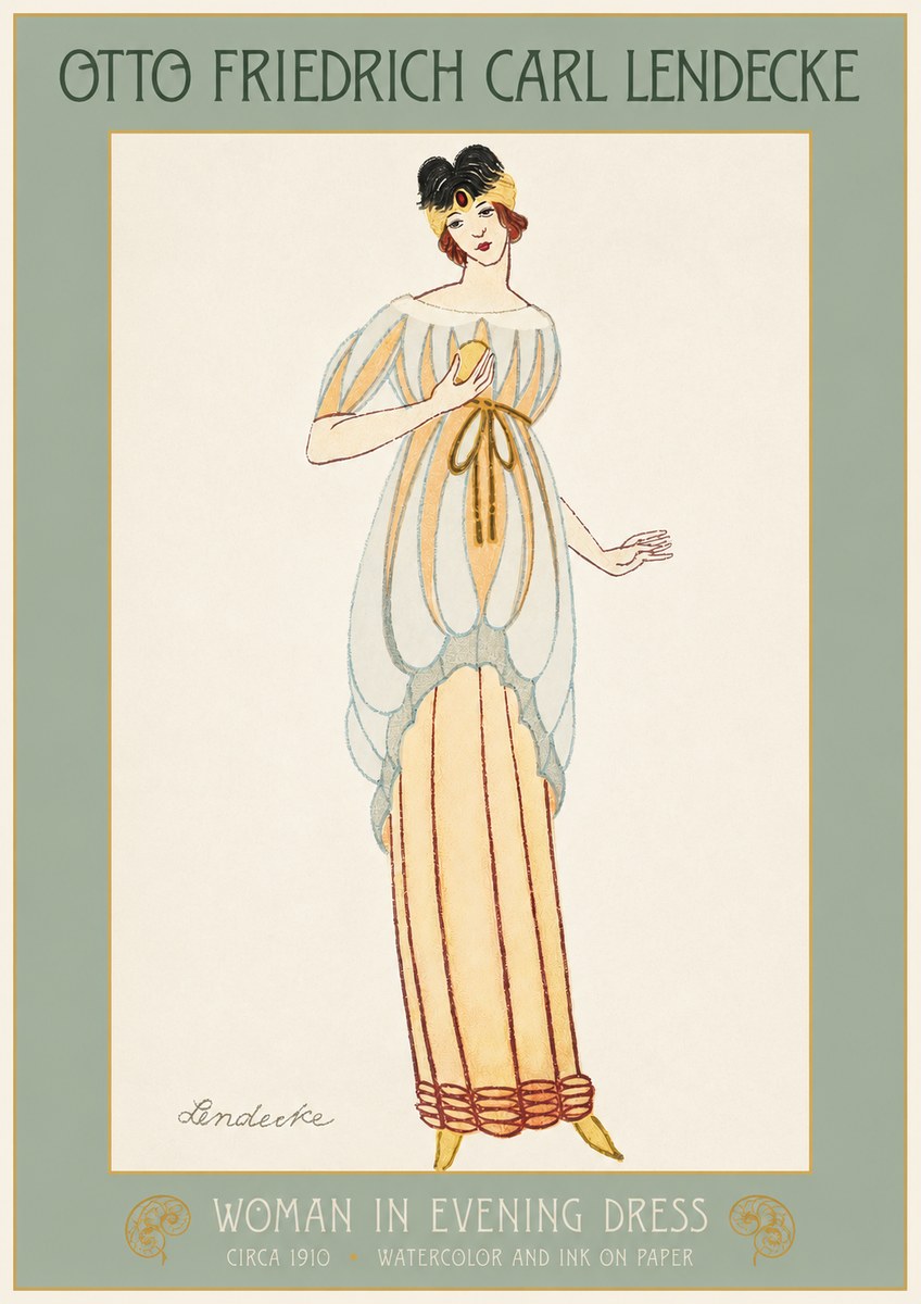 Otto Friedrich Carl Lendecke Woman in Evening Dress No2 - Poster