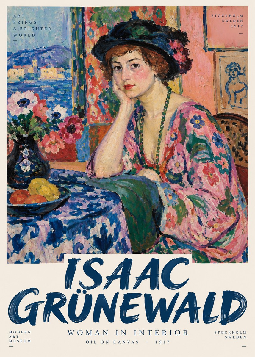Isaac Grünewald Woman in Interior No3 - Poster