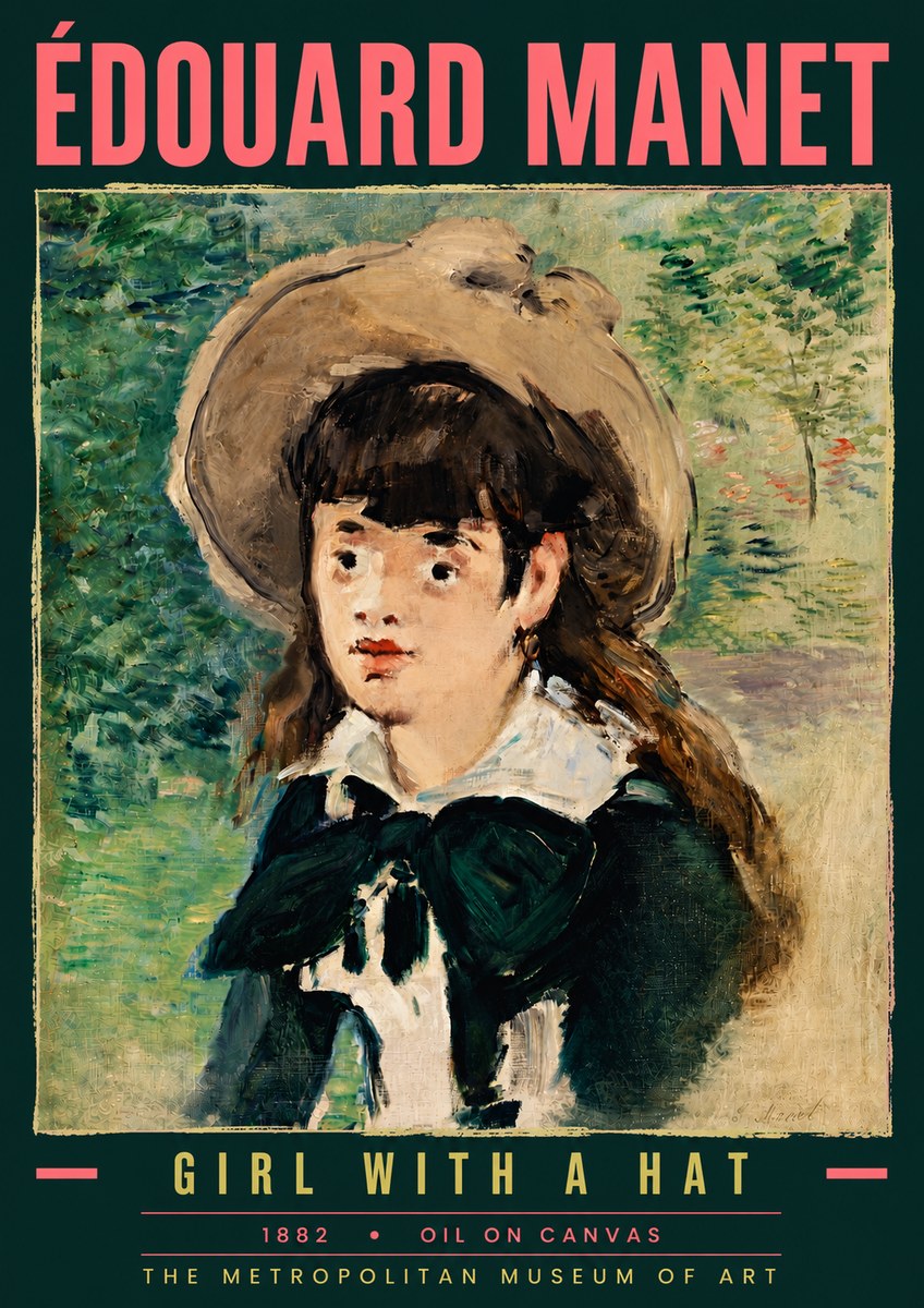 Édouard Manet Girl with a Hat No6 - Poster