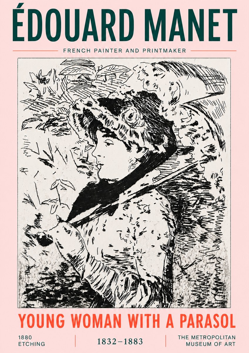 Édouard Manet Young Woman with a Parasol No6 - Poster
