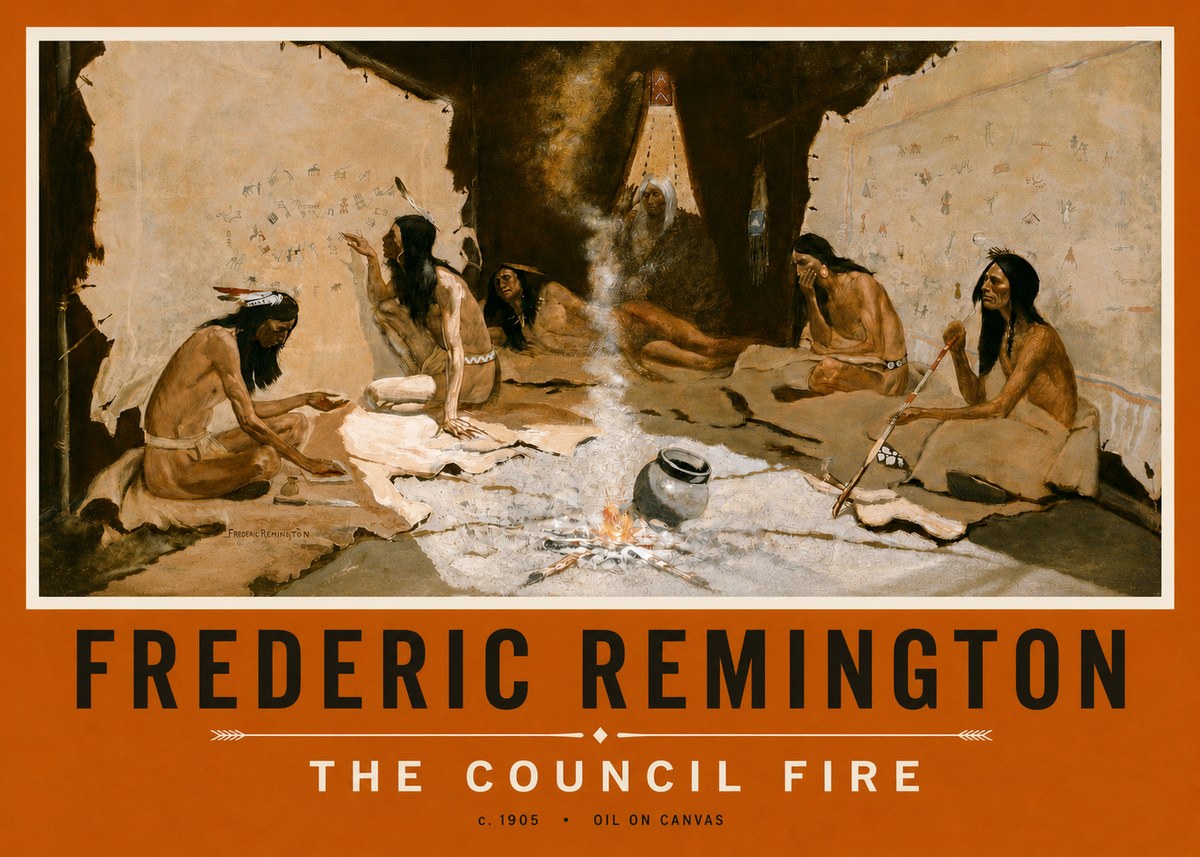 Frederic Remington The Council Fire I No3 - Poster