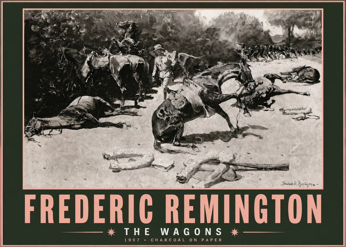 Frederic Remington The Wagons No3 - Poster