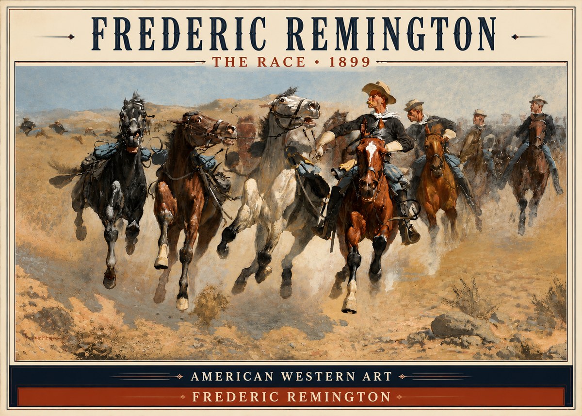 Frederic Remington The Race I No4 - Poster