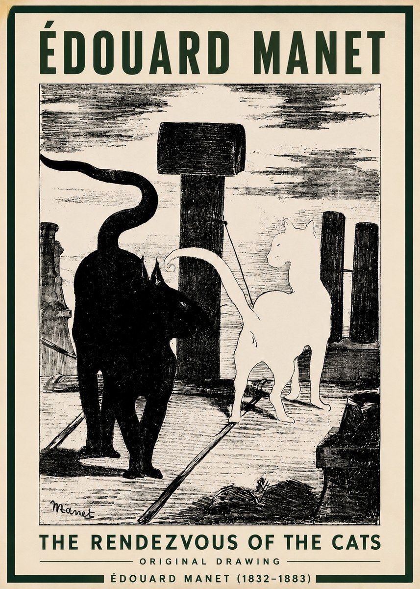 Édouard Manet The Rendezvous of the Cats No3 - Poster