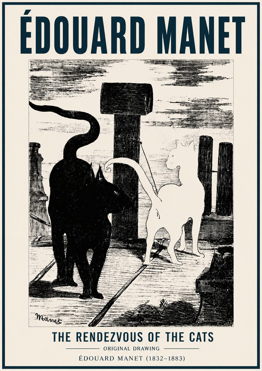 Édouard Manet The Rendezvous of the Cats No6 - Poster