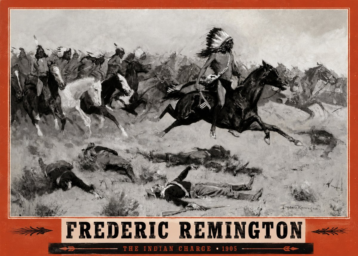 Frederic Remington The Indian Charge No2 - Poster