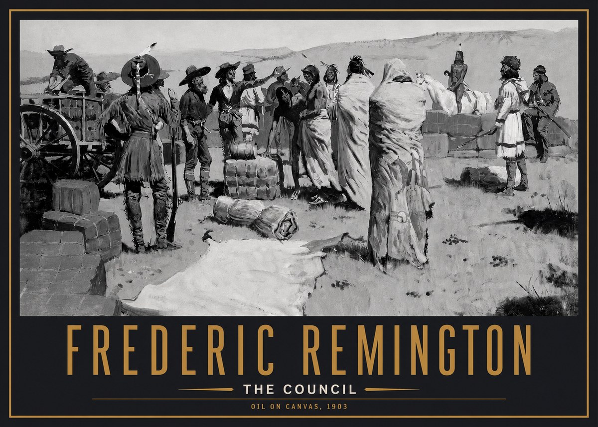 Frederic Remington The Parley No6 - Poster