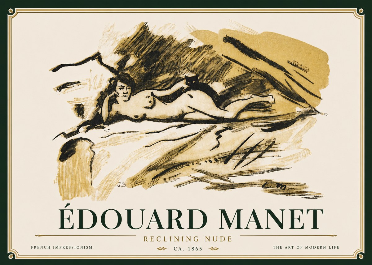 Édouard Manet Reclining Nude No5 - Poster