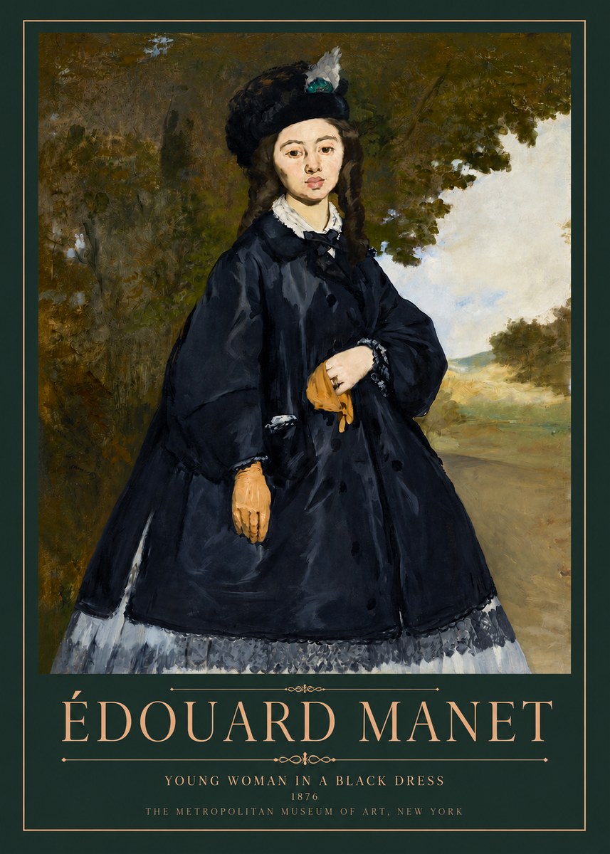 Édouard Manet Young Woman in a Black Dress No3 - Poster