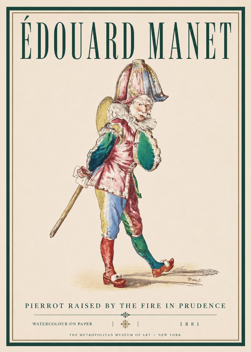 Édouard Manet Pierrot Raised by the Fire in Prudence No3 - Poster