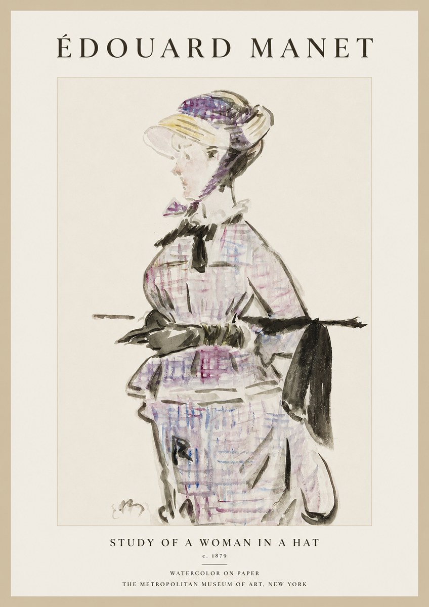 Édouard Manet Study of a Woman in a Hat No1 - Poster