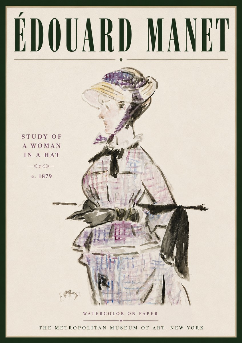Édouard Manet Study of a Woman in a Hat No5 - Poster