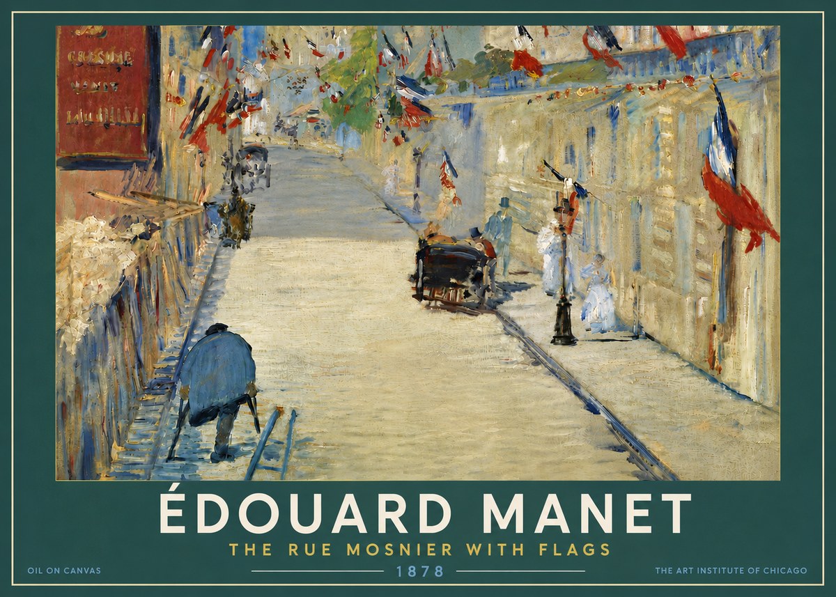Édouard Manet The Rue Mosnier with Flags No5 - Poster