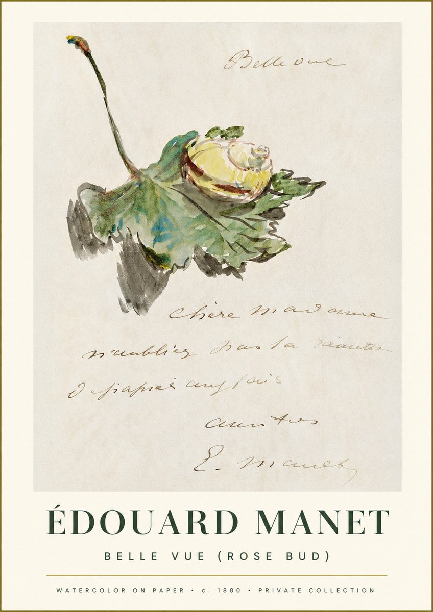 Édouard Manet A Rosebud with Leaf No2 - Poster