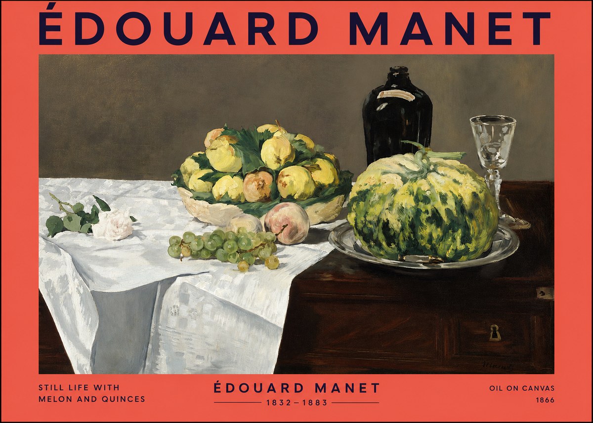 Édouard Manet Still Life with Melon and Quinces No2 - Poster