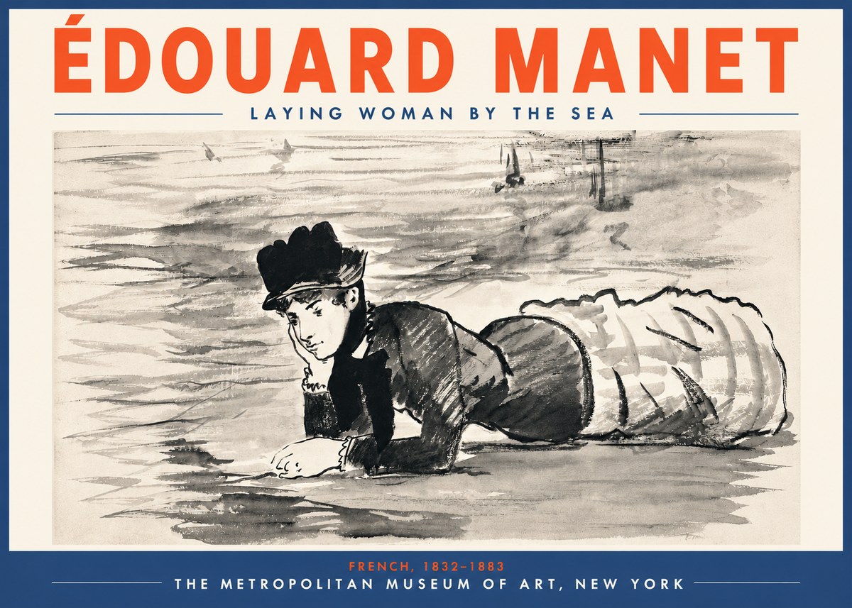 Édouard Manet Laying Woman by the Sea No5 - Poster