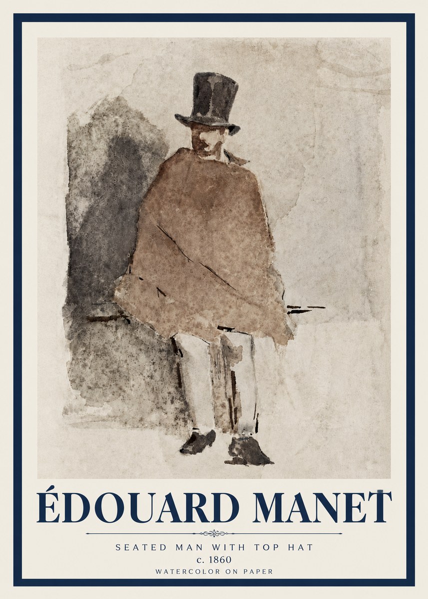 Édouard Manet Seated Man with Top Hat No3 - Poster