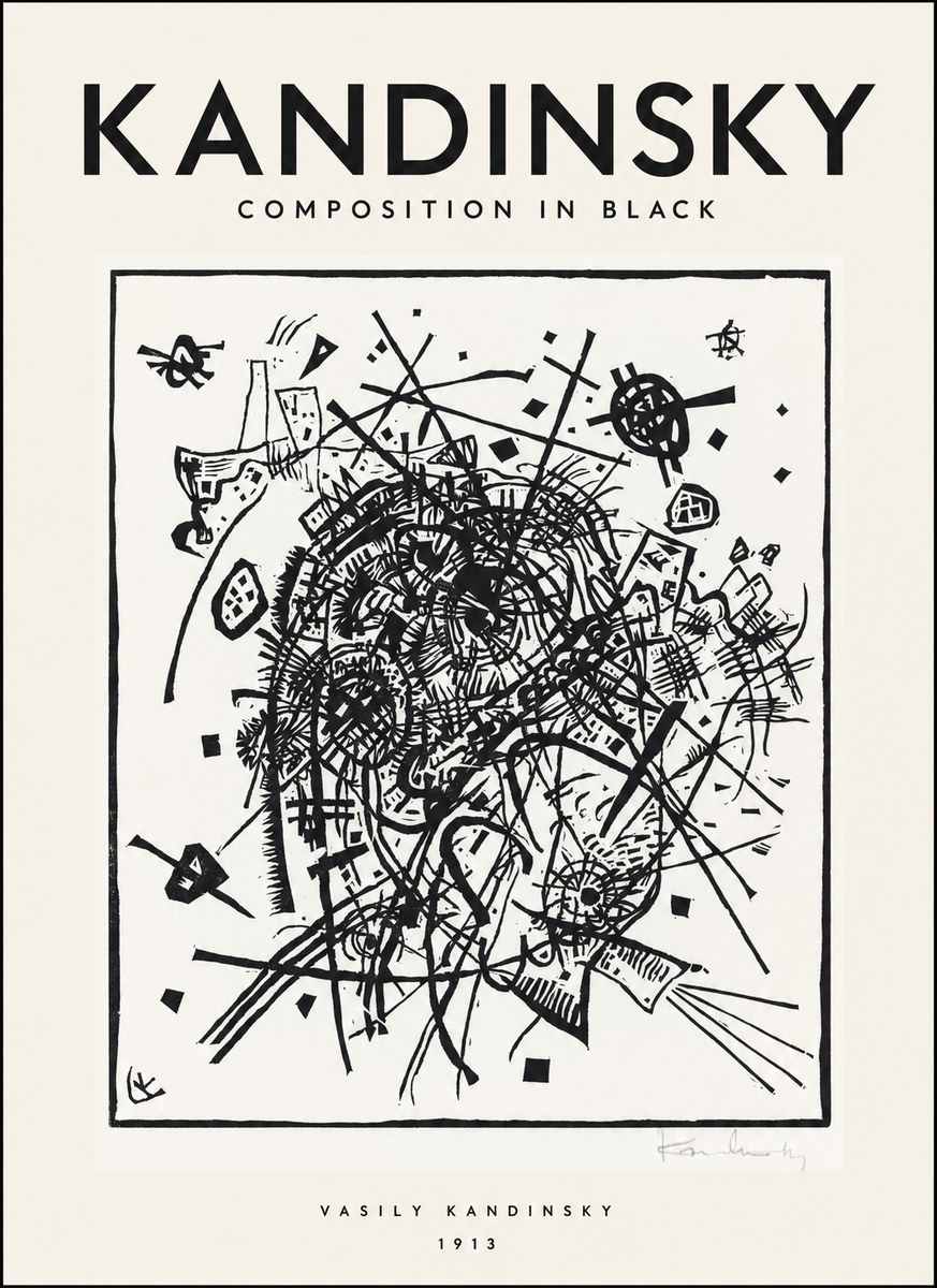 Kandinsky Composition in Black No1 - Poster