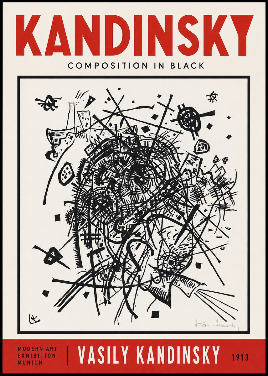 Kandinsky Composition in Black No2 - Poster