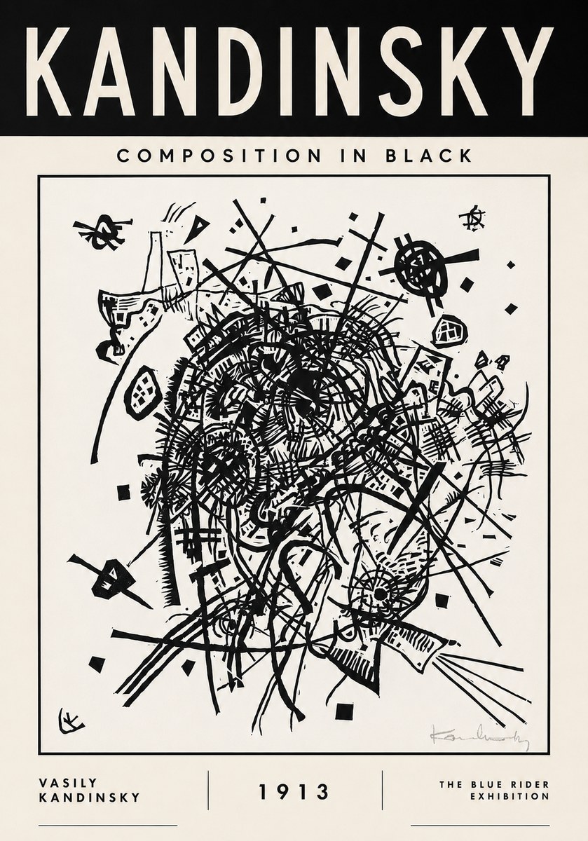 Kandinsky Composition in Black No3 - Poster