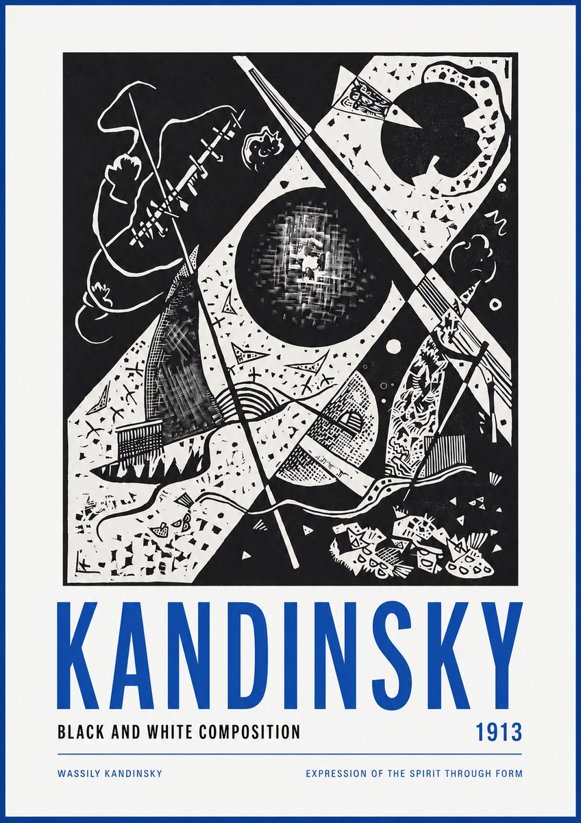 Kandinsky Black and White Composition No2 - Poster