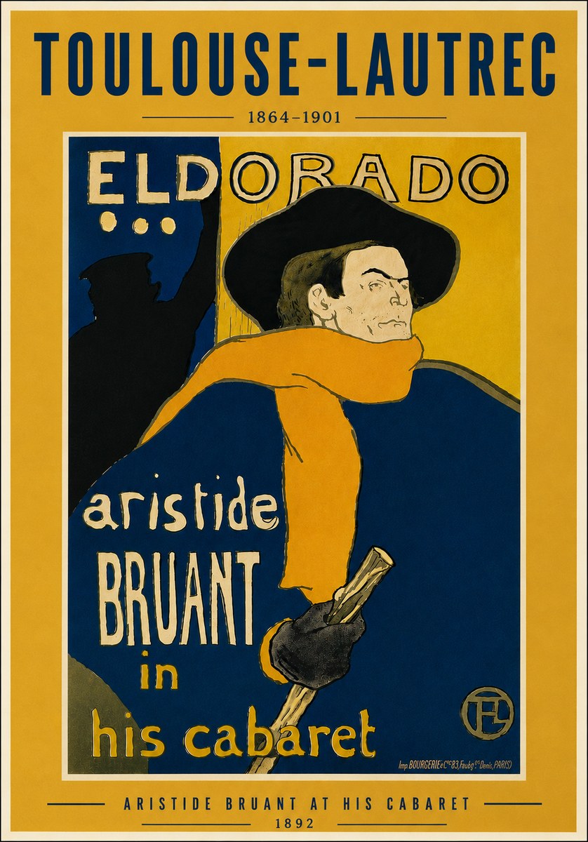 Toulouse-Lautrec Aristide Bruant at His Cabaret No6 - Poster
