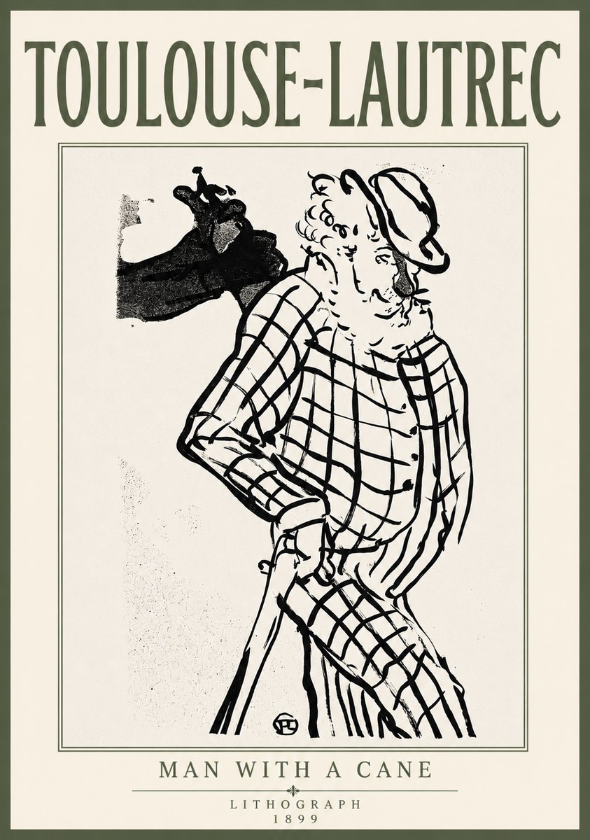 Toulouse-Lautrec Man with a Cane No6 - Poster