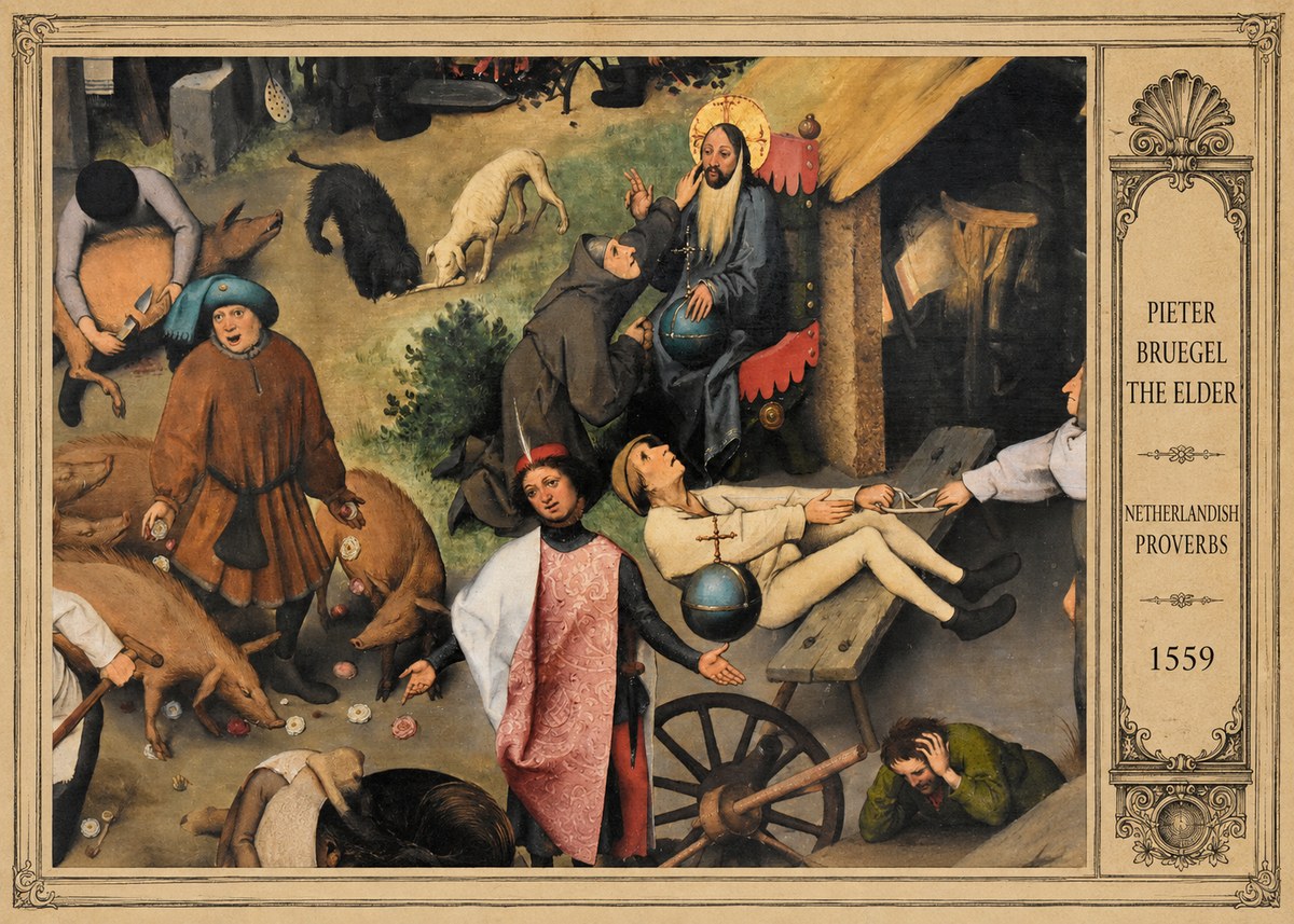 Pieter Bruegel Netherlandish Proverbs IV No3 - Poster