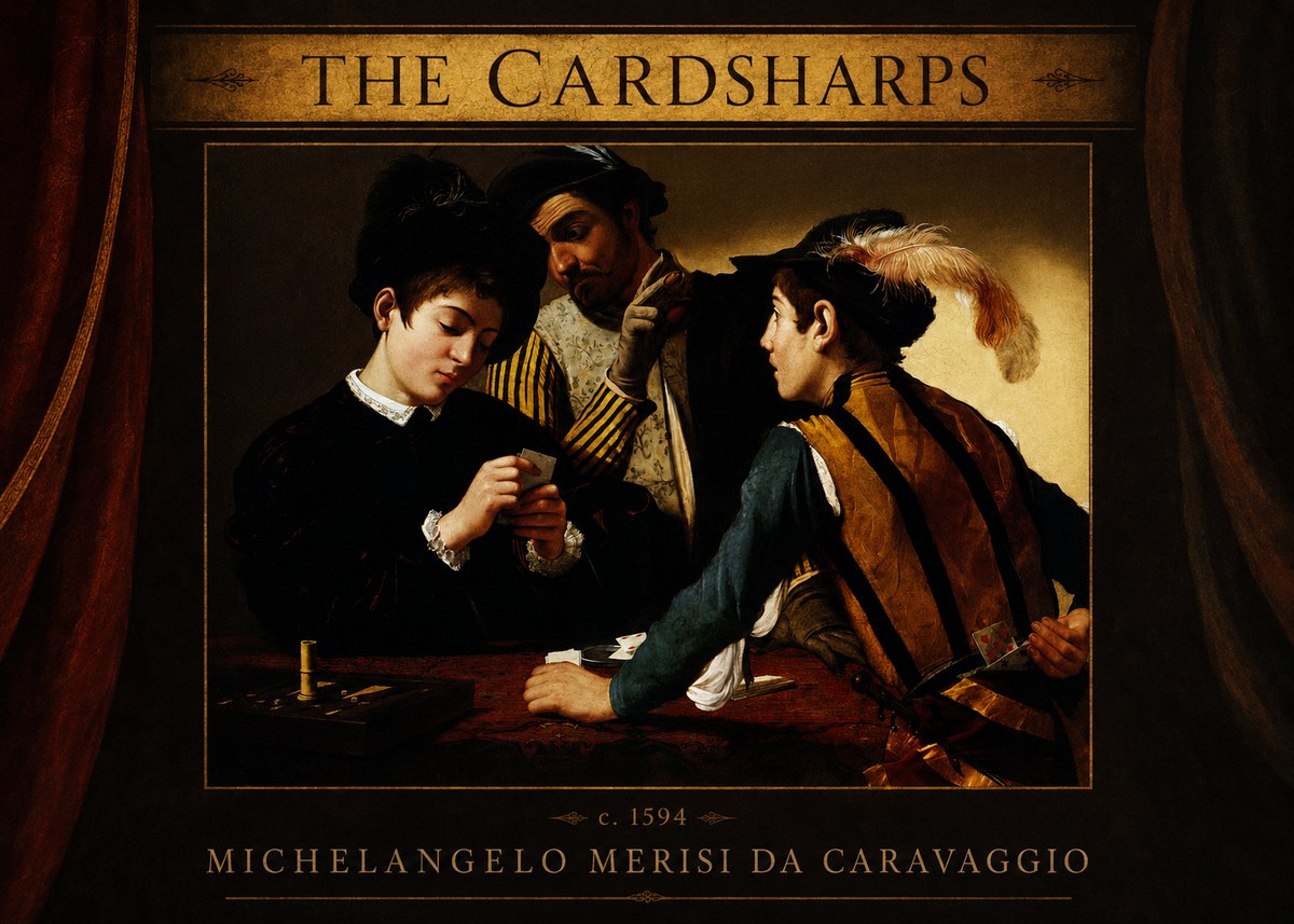 Michelangelo Merisi da Caravaggio The Cardsharps II No3 - Poster