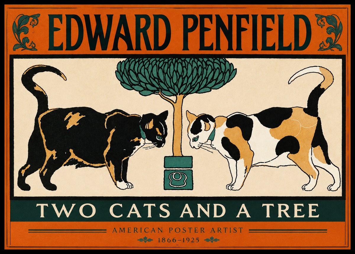 Edward Penfield Two Cats and a Tree No2 - Poster