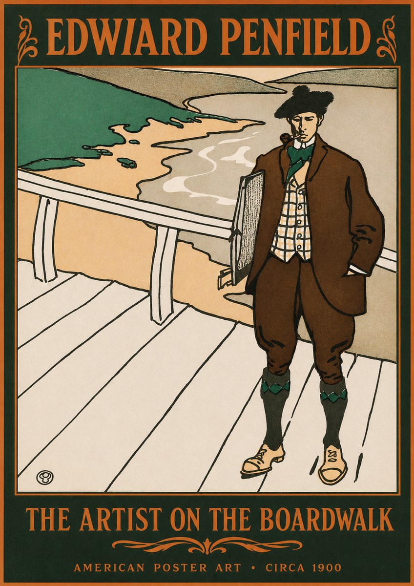 Edward Penfield The Artist on the Boardwalk No2 - Poster