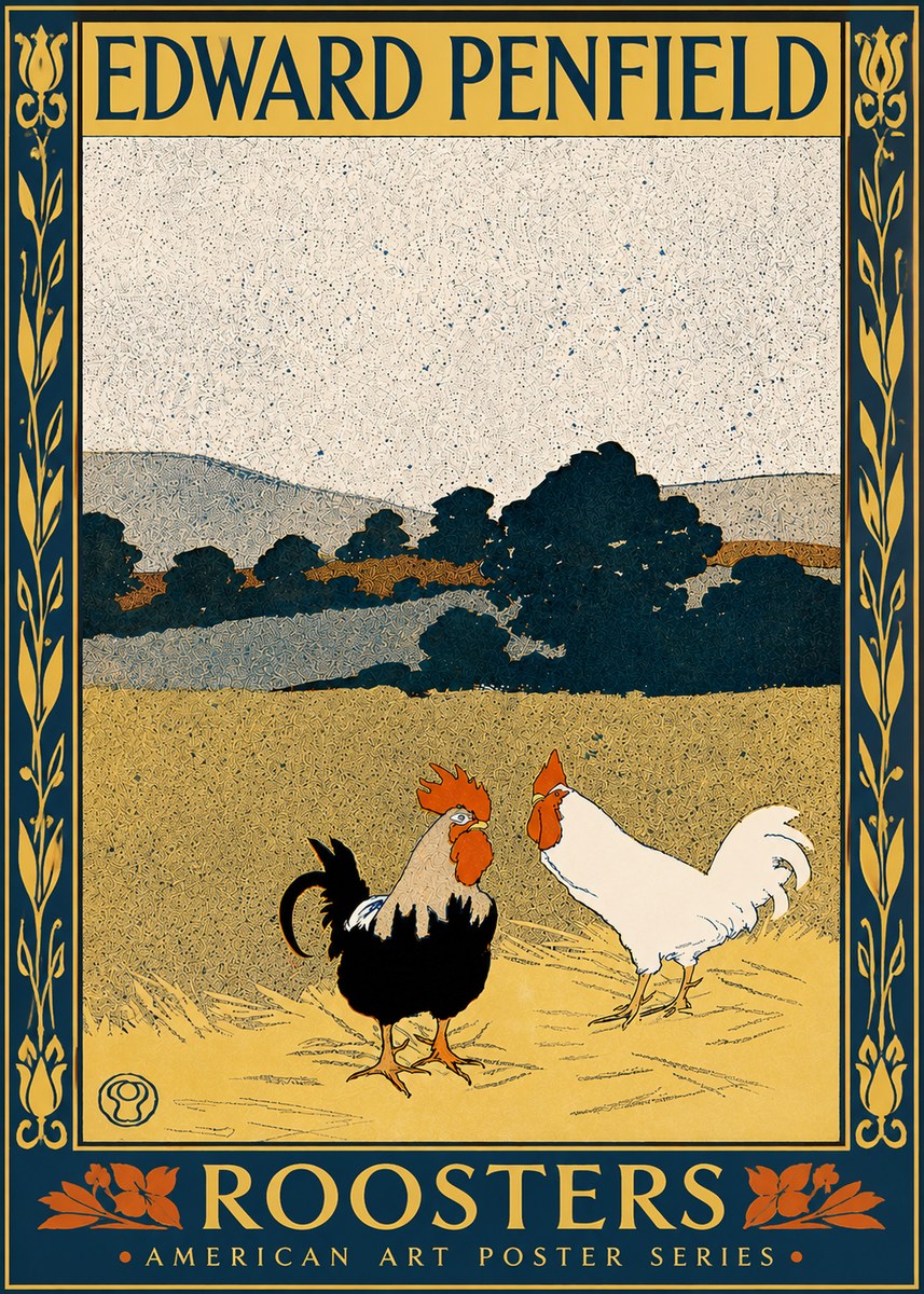 Edward Penfield Roosters No5 - Poster