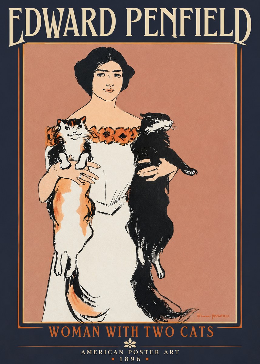 Edward Penfield Woman with Two Cats No2 - Poster