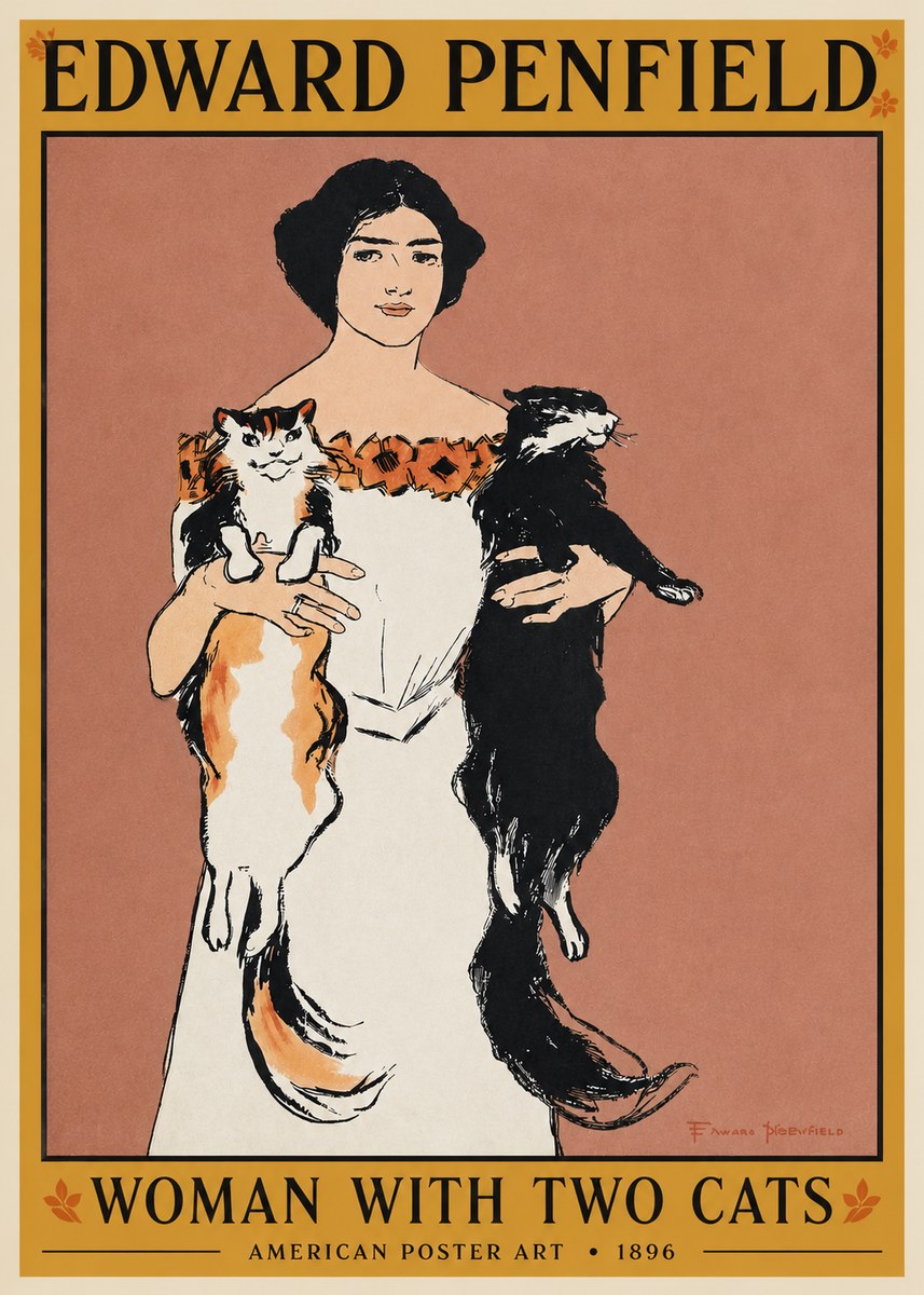 Edward Penfield Woman with Two Cats No3 - Poster