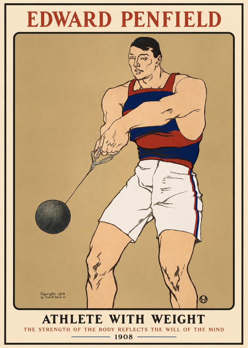 Edward Penfield Athlete with Weight No1 - Poster