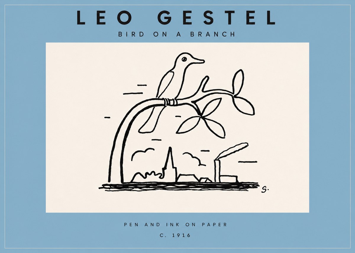 Leo Gestel Bird on a Branch No3 - Poster
