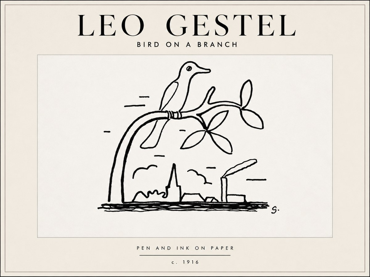 Leo Gestel Bird on a Branch No5 - Poster