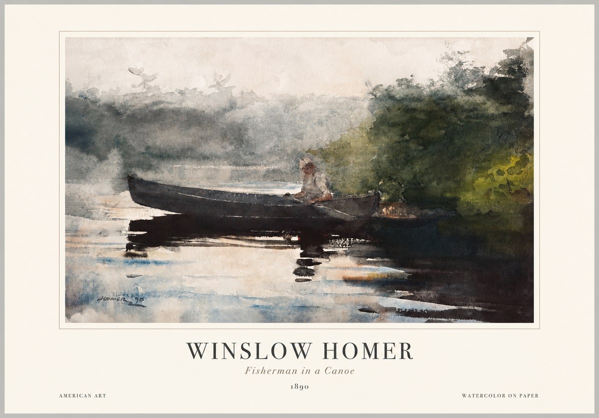 Winslow Homer Fisherman in a Canoe No1 - Poster