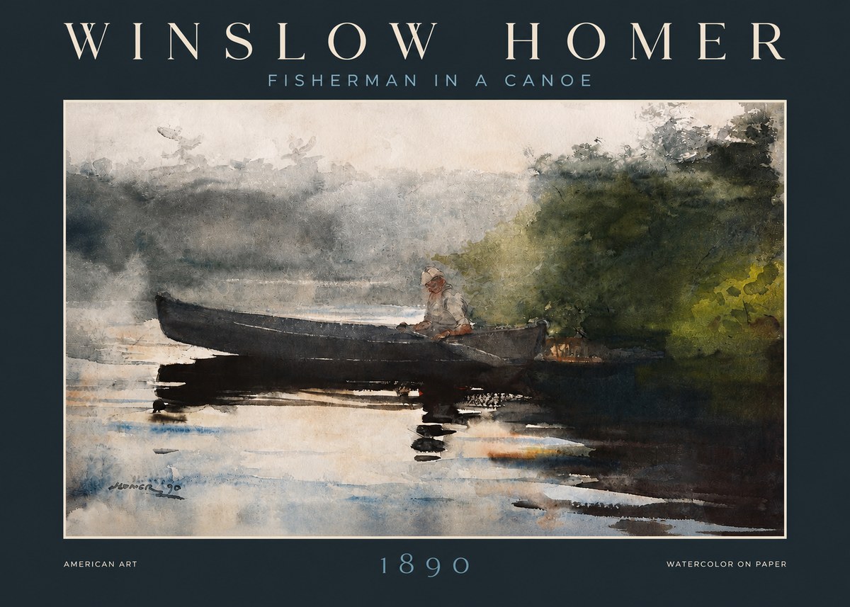 Winslow Homer Fisherman in a Canoe No2 - Poster