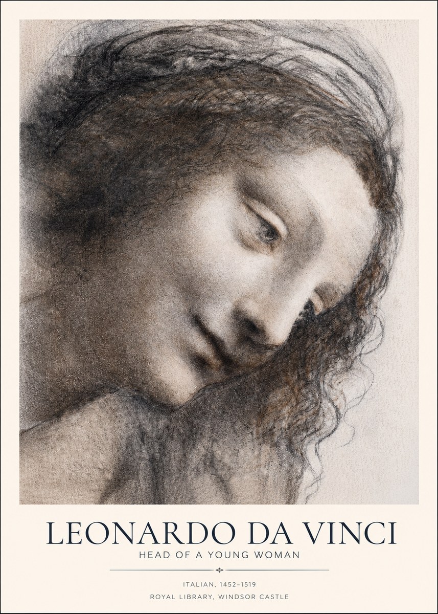 Leonardo da Vinci Head of a Young Woman I No1 - Poster