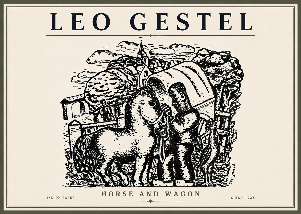 Leo Gestel Horse and Wagon No3 - Poster