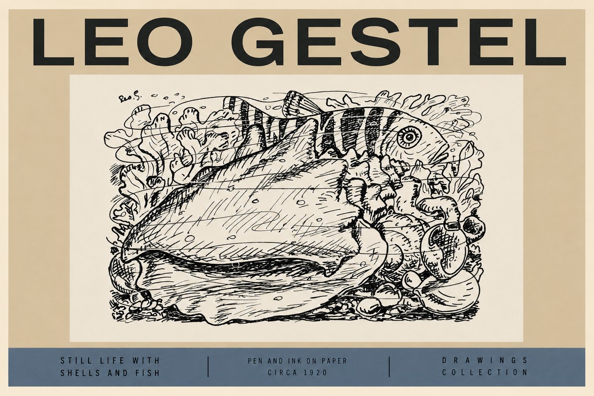 Leo Gestel Still Life with Shells and Fish No2 - Poster