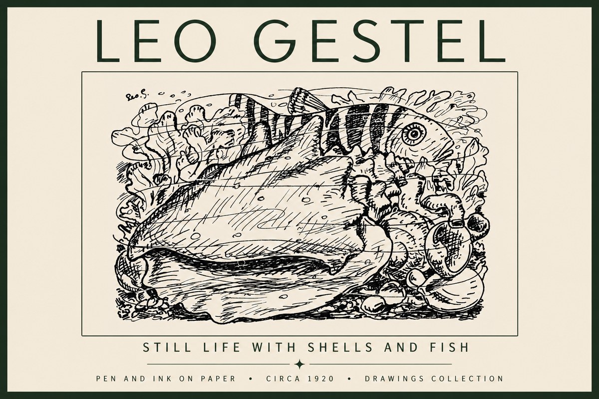 Leo Gestel Still Life with Shells and Fish No5 - Poster