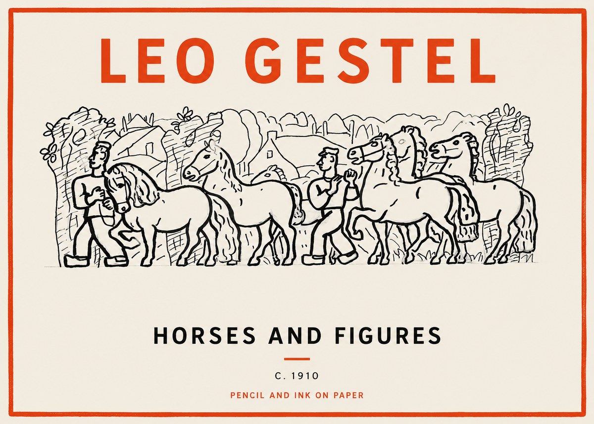 Leo Gestel Horses and Figures No2 - Poster